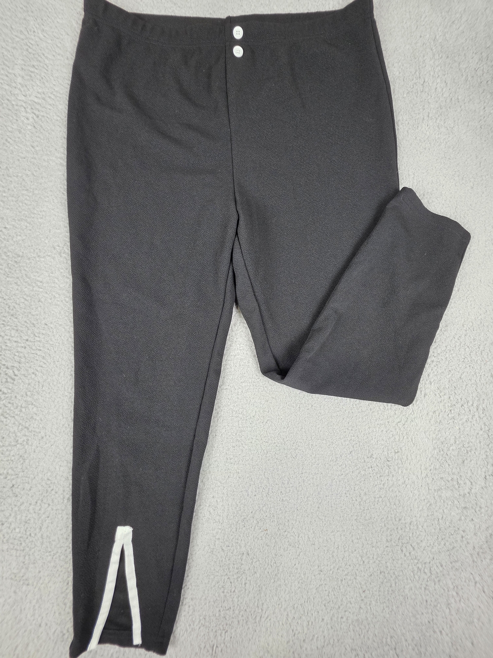 Womens Leggings 2X Black Dressy Split Front Ankle White Trim
